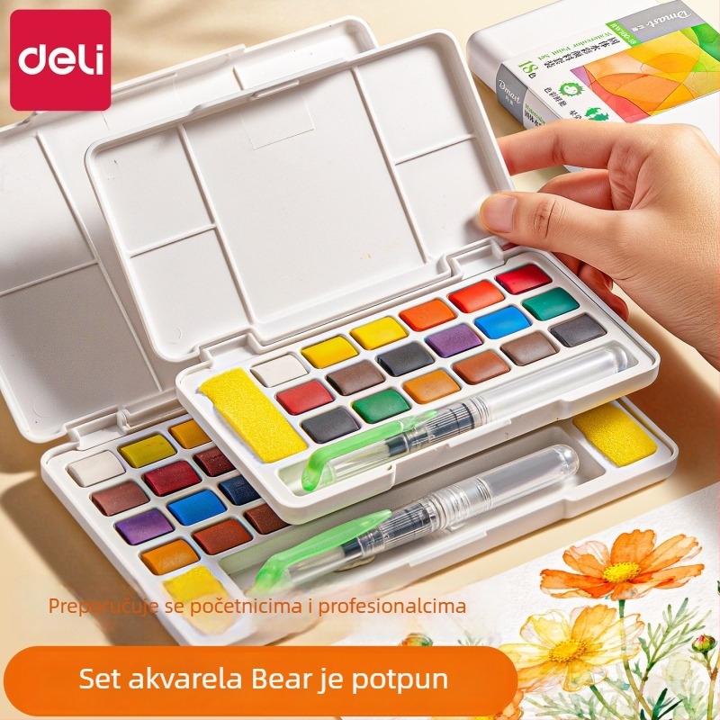 Deli RW100 Set tvrdih akvarela, 36 boja, za početnike