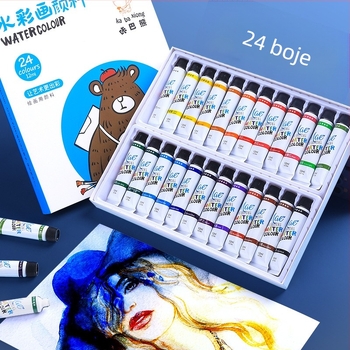 Kaba Bear set akvarela za početnike, prijenosna kutija s bojama od 12 ml