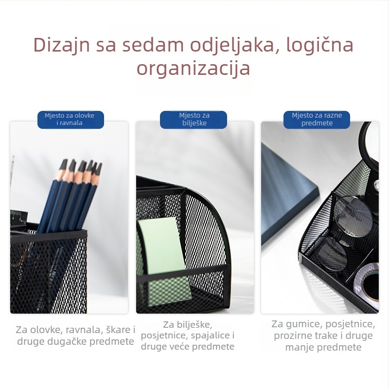 Deli 8903 metalni držač za olovke s mrežastom konstrukcijom – stolni organizator ureda