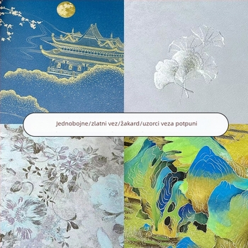 Bezšivna zidna tkanina s jacquard uzorkom, jednobojna, četiri sloja, vodootporna, za spavaću sobu i dnevnu sobu