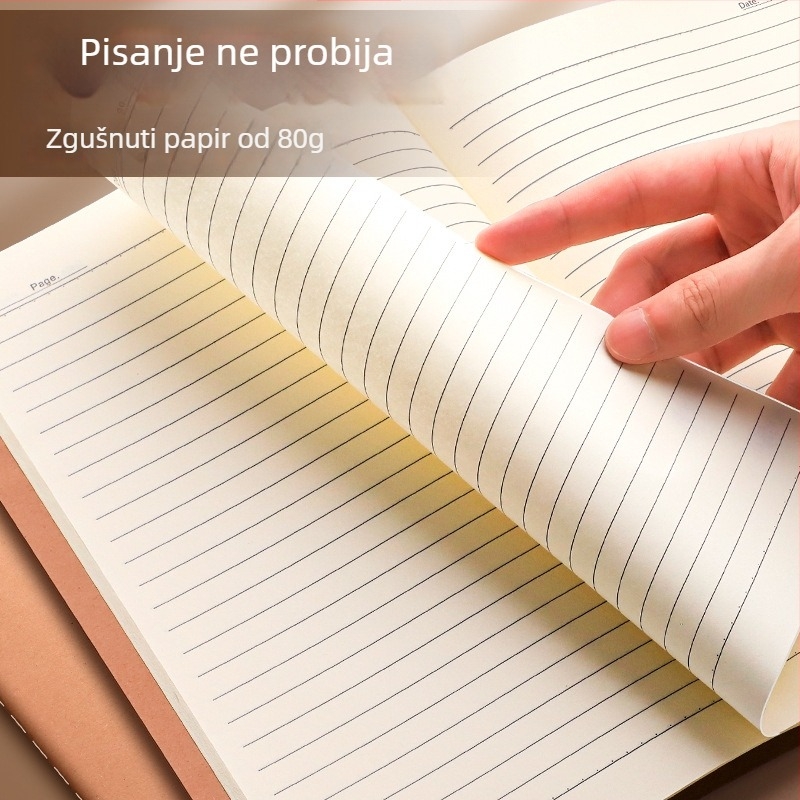 A4 bilježnica od kraft papira za učenike, dnevnik čitanja i bilješke, mekani uvez, 60 stranica, s linijama