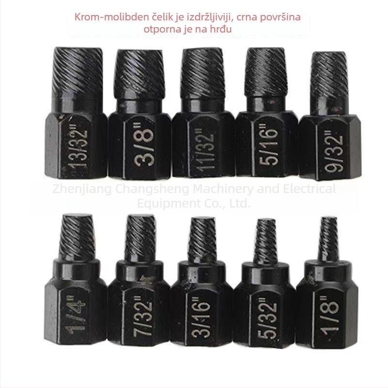Changsheng 10-dijelni mini set ekstraktora za vađenje oštećenih vijaka i matica (1/8–13/32 in)