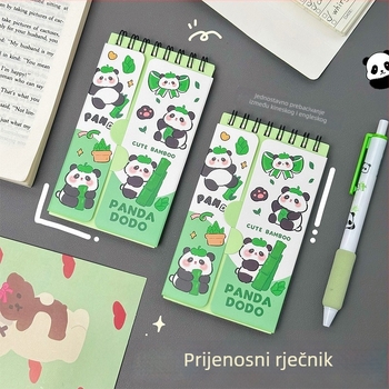Slatko Panda: engleski rječnik i dnevnik pamćenja, prijenosni džepni dnevnik za srednju školu