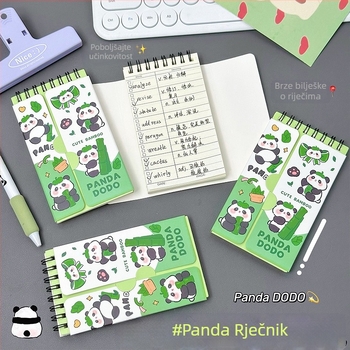 Slatko Panda: engleski rječnik i dnevnik pamćenja, prijenosni džepni dnevnik za srednju školu