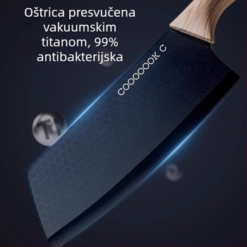 Set kuhinjskih noževa sa Santoku i nožem za voće, titanov nož s futrolom