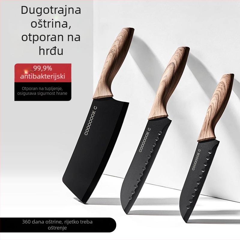 Set kuhinjskih noževa sa Santoku i nožem za voće, titanov nož s futrolom