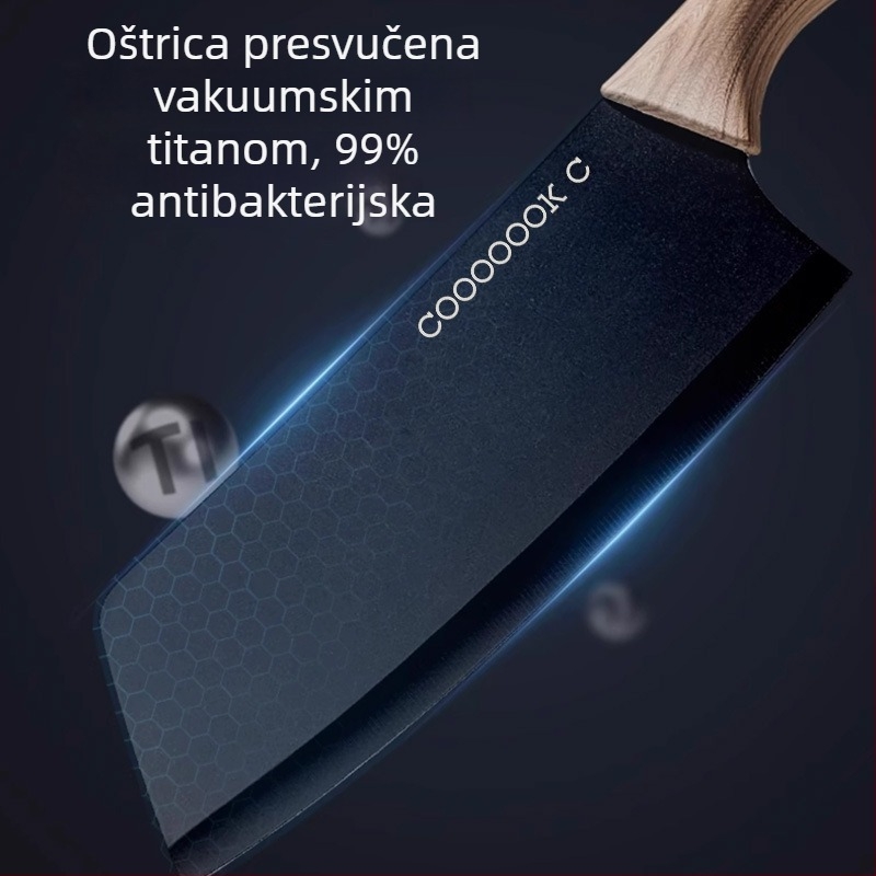 Set kuhinjskih noževa sa Santoku i nožem za voće, titanov nož s futrolom