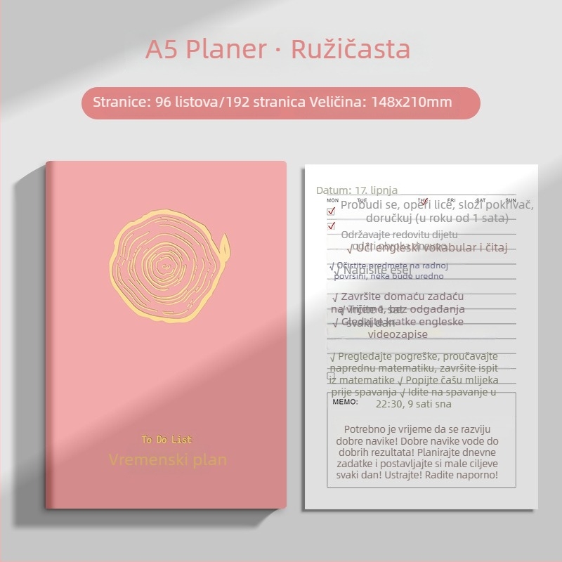 A5 bilježnica s PU kožom – planer 2026 za posao, ured, bilješke sa sastanaka, upravljanje vremenom, radni plan