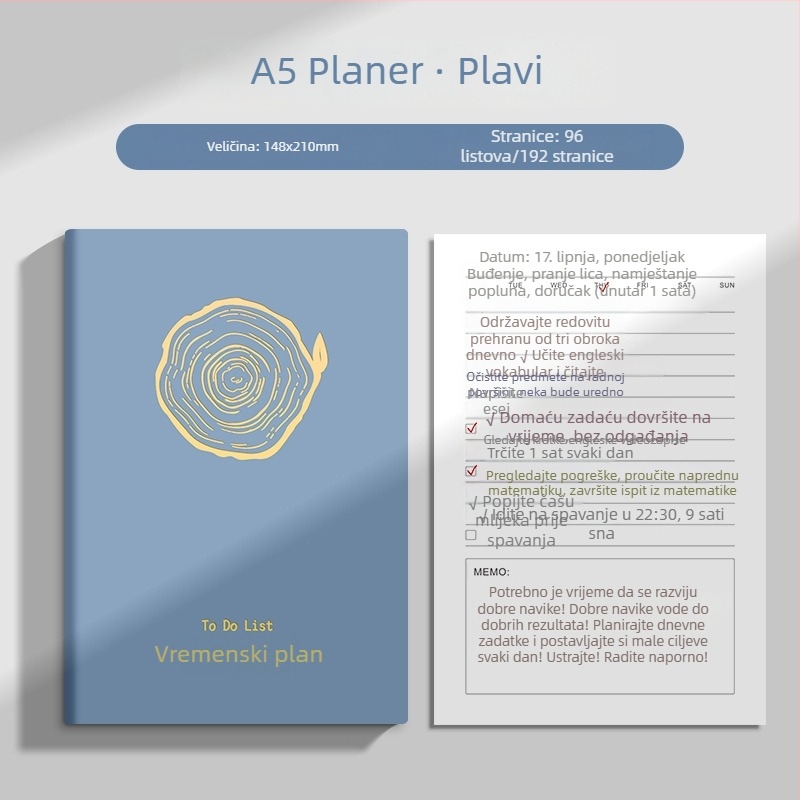 A5 bilježnica s PU kožom – planer 2026 za posao, ured, bilješke sa sastanaka, upravljanje vremenom, radni plan