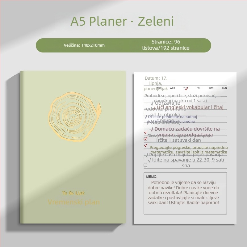 A5 bilježnica s PU kožom – planer 2026 za posao, ured, bilješke sa sastanaka, upravljanje vremenom, radni plan