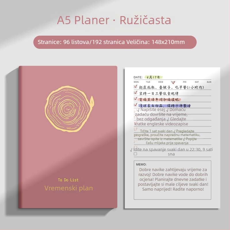 A5 bilježnica s PU kožom – planer 2026 za posao, ured, bilješke sa sastanaka, upravljanje vremenom, radni plan