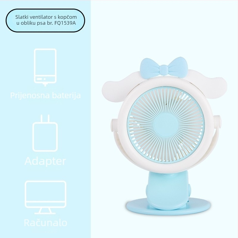 Sanrio Kuromi Meimei Rabbit USB clip-on ventilator, prijenosni stolni ventilator za dom i ured