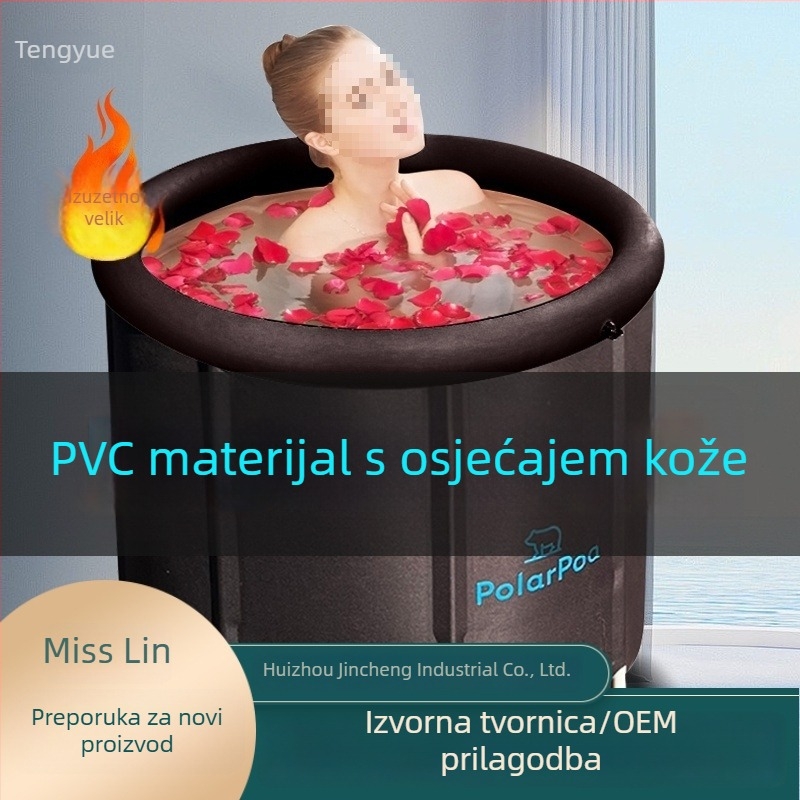 Sklopiva napuhiva PVC kada za odrasle, kućna upotreba, PVC s ugodnim dodirom, dvostruka upotreba toplo/hladno, prijenosna ledena kada