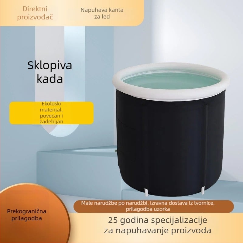 Sklopiva kada za kupanje s zračnim prstenom – za odrasle i bebe, prijenosna kada