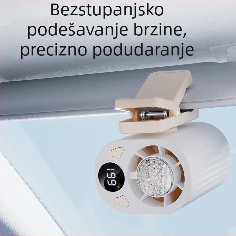 X30 klip ventilator za vanjsku upotrebu, USB punjenje, prijenosni ventilator s hlađenjem ledom, 5 brzina, brushless motor