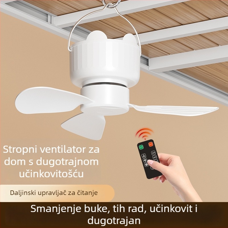 Prijenosni USB ventilator s tihim radom, 3 lopatice, ugrađena litijeva baterija 2000–4000 mAh, daljinsko upravljanje, USB napajanje, 3 brzine