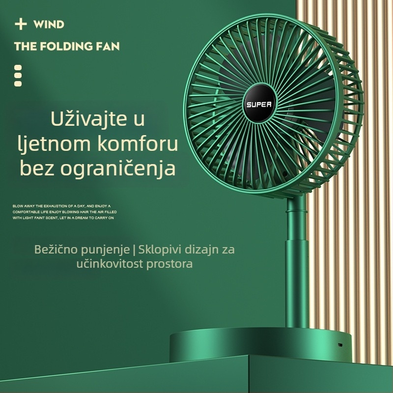 Višefunkcijski USB punjivi stolni ventilator s teleskopskim dizajnom za studentske domove