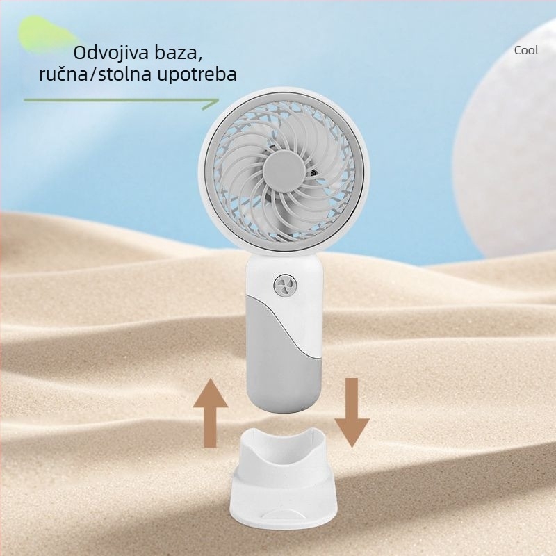 USB punjivi mini stolni ventilator, 3 brzine, 3 lopatice, kompaktno i prenosivo