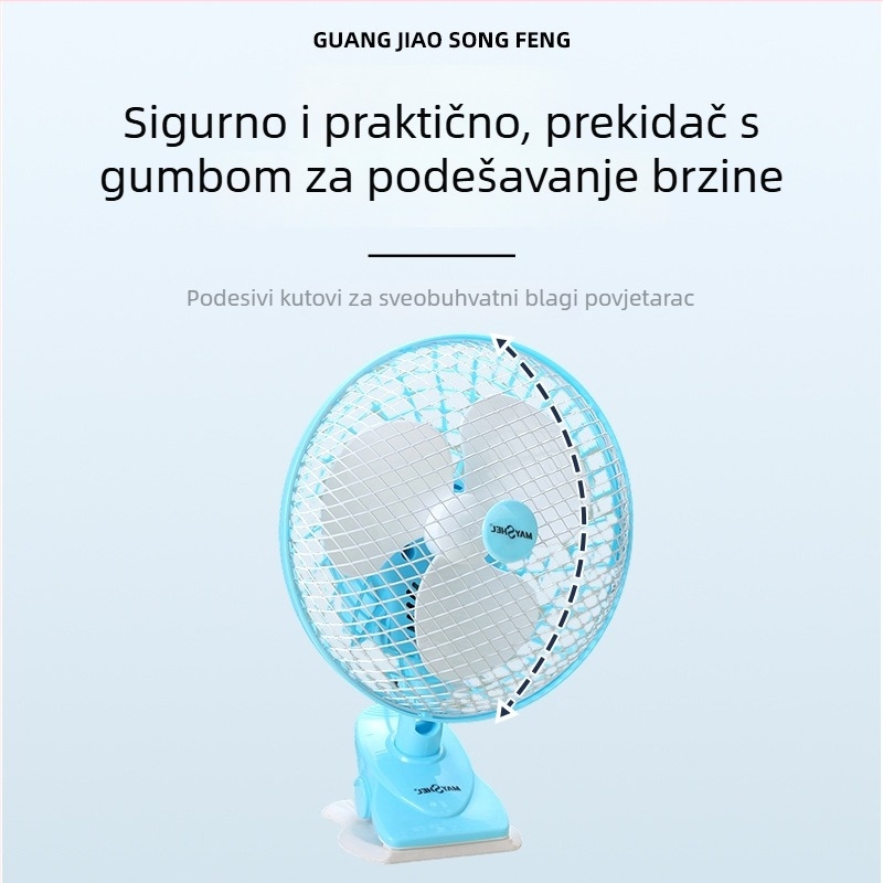 Meishier tiši mini stolni ventilator s rotirajućom glavom, za ured i dom, klipsa ili zidni nosač