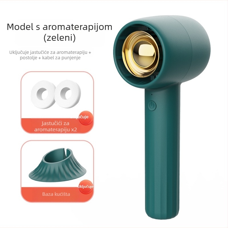 Vanjski prijenosni mini USB ventilator s aromaterapijom, 3 brzine, ručni, bez četkica motora