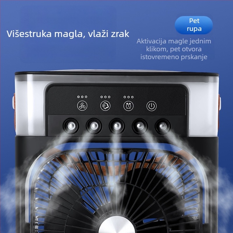 Veliki stolni ventilator s pet otvora za ovlaživanje i sprej s šarenim svjetlima, model UAB
