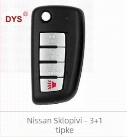 Sklopivi kućište ključa Nissan – kompatibilno s X-Trail, Bluebird, Sylphy i Qashqai – zamjenski kućište