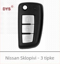 Sklopivi kućište ključa Nissan – kompatibilno s X-Trail, Bluebird, Sylphy i Qashqai – zamjenski kućište