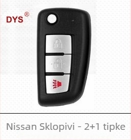 Sklopivi kućište ključa Nissan – kompatibilno s X-Trail, Bluebird, Sylphy i Qashqai – zamjenski kućište