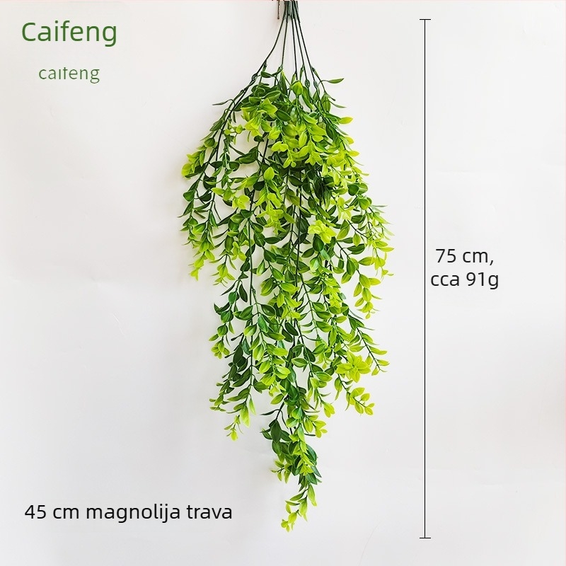 Umjetni eukaliptus na zid s ratanskom teksturom, zelene plastične listove, za dom i vanjsku upotrebu, dužine 30-100 cm