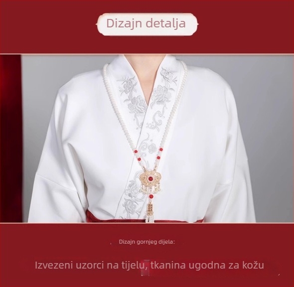 Kineskog stila Horse-Face set suknje s ugradnjom bisera, rukavima s dizajnom aviona i midi duljinom suknje