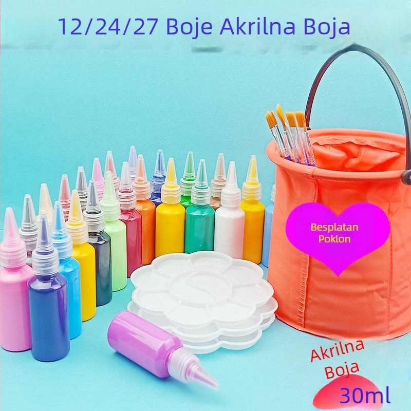 Set akrilnih boja za gipsane lutke, 30 ml, 27 boja, za dječju umjetnost i slikanje prstima, ekološki