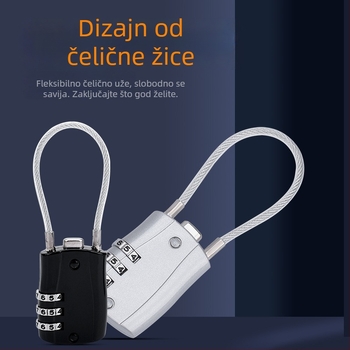 Katanac s čeličnom žicom i kodom za vanjsku uporabu, mali brava za vrata kuće, vodootporna i otporna na koroziju, šarena kompaktna brava za garderobe u teretani, produženi zasun