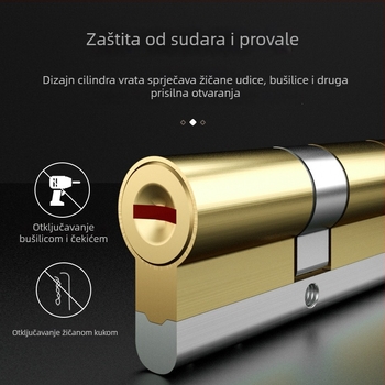 Cilindar za vrata od bakra, brončane boje, model Bronze Key, mehaničko zaključavanje za sigurnosna vrata