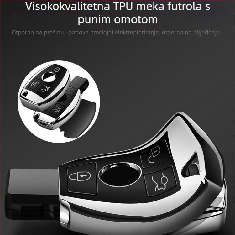TPU futrola za ključ Mercedes-Benz, kompatibilna s C200L/C-klasa, GLC260/GLK300, sa silikonim kućištem i kopčom.