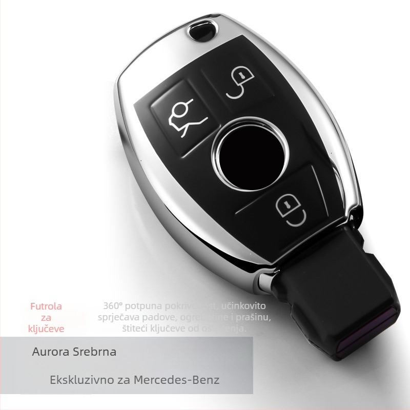 TPU futrola za ključ Mercedes-Benz, kompatibilna s C200L/C-klasa, GLC260/GLK300, sa silikonim kućištem i kopčom.