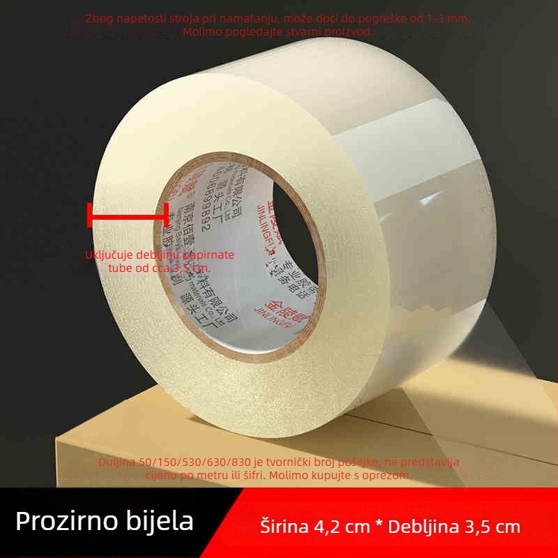 Prozirna pakirajuća traka visoke prionljivosti, široka, velika rolna za snažno brtvljenje