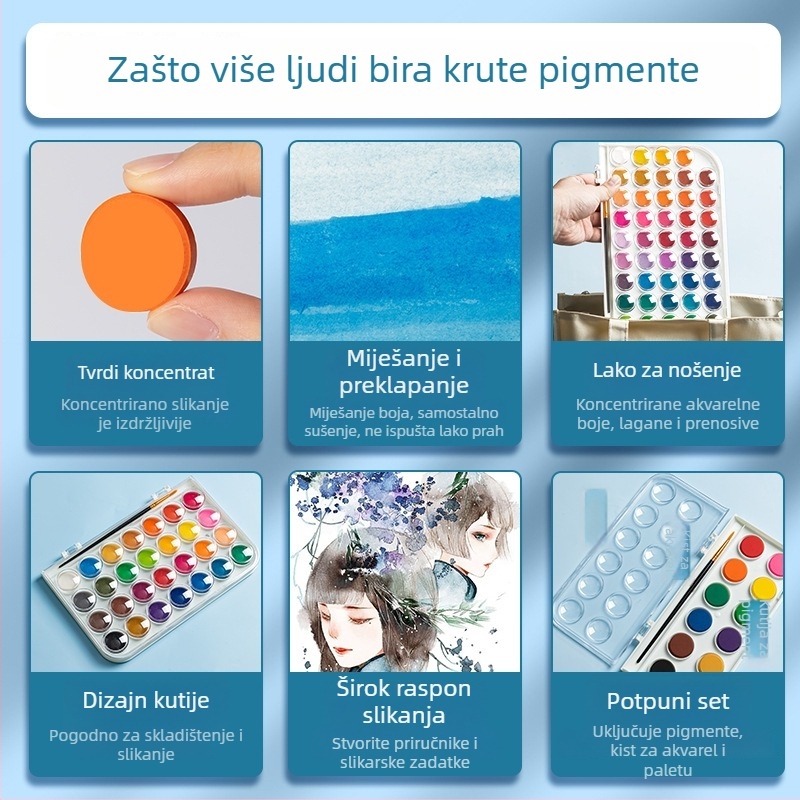 True Color Čvrsti akvarel bojice set – 12/16/28 boja za akvarel