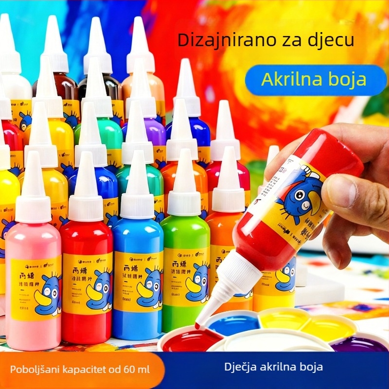 60 ml šarenih akrilnih boja za djecu u vrtiću, sigurne i netoksične za ručne DIY projekte