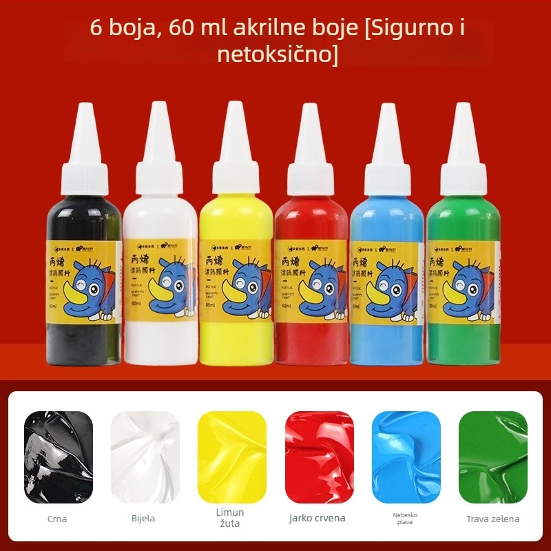 60 ml šarenih akrilnih boja za djecu u vrtiću, sigurne i netoksične za ručne DIY projekte