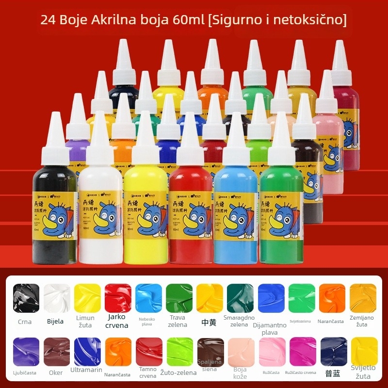 60 ml šarenih akrilnih boja za djecu u vrtiću, sigurne i netoksične za ručne DIY projekte