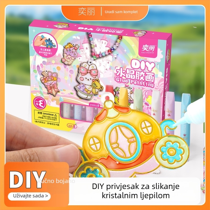 Set za umjetnost na prozoru s ljepilom bez pečenja, 3D DIY kreativno bojanje, 24 boje (10 ml svaka)
