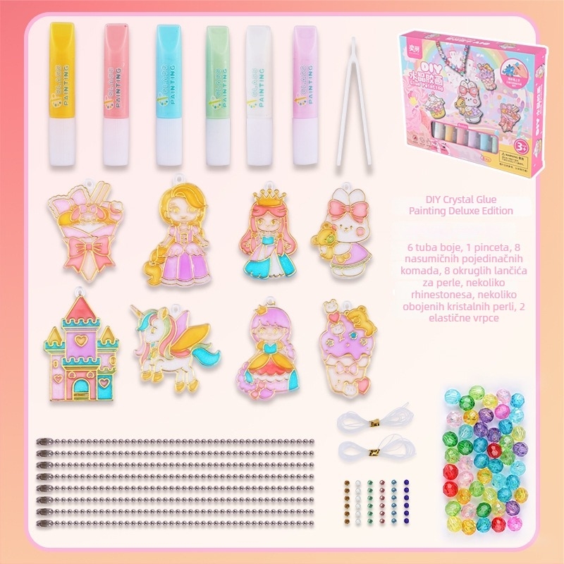 Set za umjetnost na prozoru s ljepilom bez pečenja, 3D DIY kreativno bojanje, 24 boje (10 ml svaka)