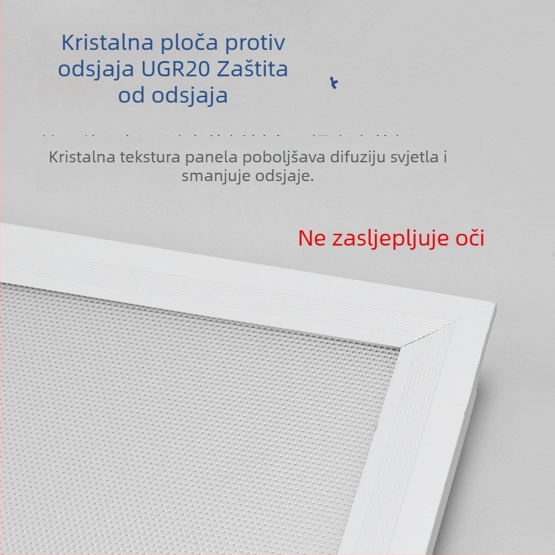600x600 Integrirano stropno LED ravno pločasto svjetlo, 60x60 anti-refleksni panel, 5000K uredsko osvjetljenje