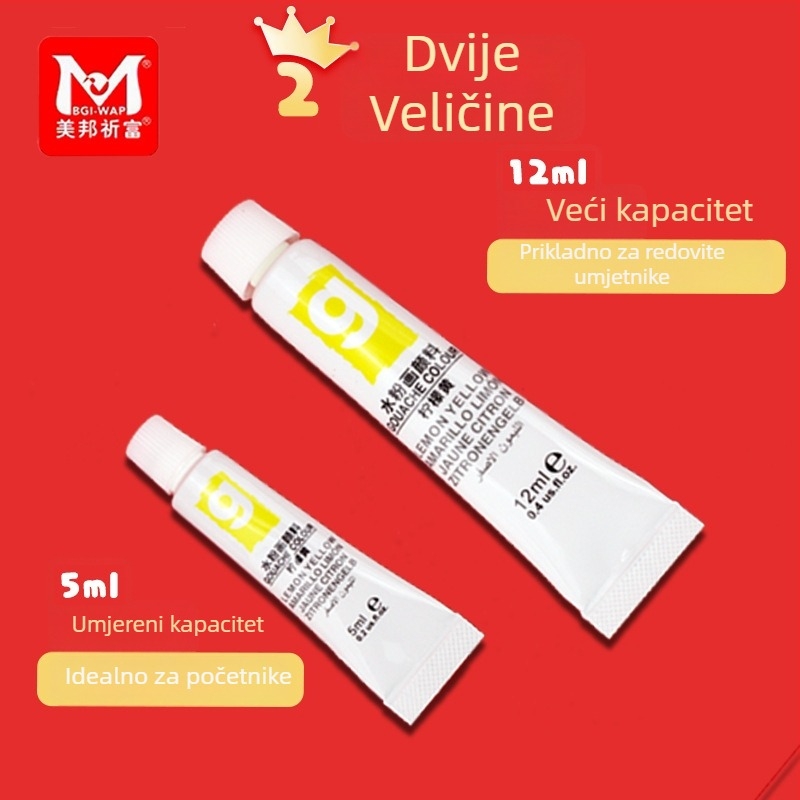 Set gouachea i akvarela za djecu – 12 boja, cijevi od 12 ml, DIY umjetnost