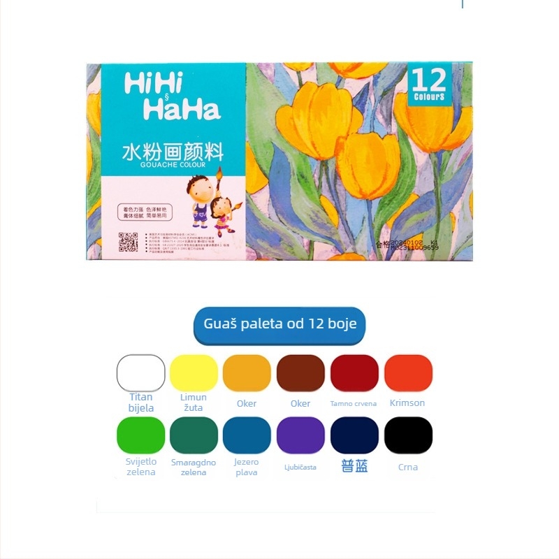 Set gouachea i akvarela za djecu – 12 boja, cijevi od 12 ml, DIY umjetnost