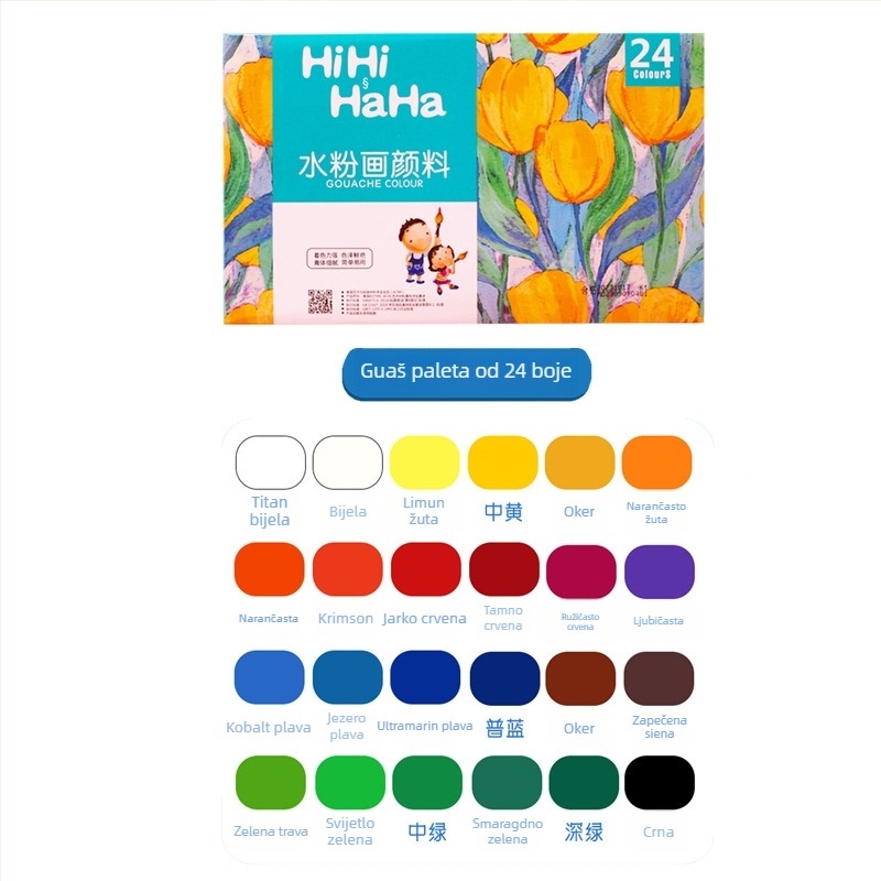 Set gouachea i akvarela za djecu – 12 boja, cijevi od 12 ml, DIY umjetnost