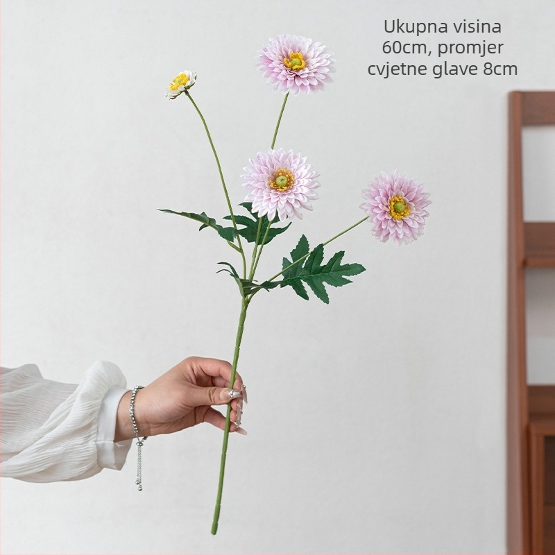 Buket umjetnih krizantema s dugim stabljikama i svilenim cvjetovima za kućnu dekoraciju