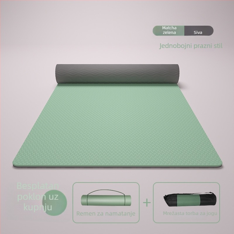 Ekstra velika prostirka za jogu, 185 × 80 cm, debljina 12 mm, protuklizna, lagana za nošenje, TPE materijal, za pilates, fitness i ples kod kuće