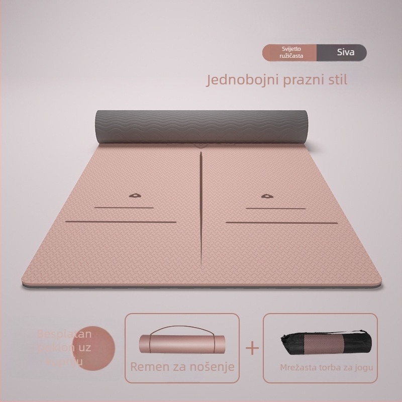 Ekstra velika prostirka za jogu, 185 × 80 cm, debljina 12 mm, protuklizna, lagana za nošenje, TPE materijal, za pilates, fitness i ples kod kuće