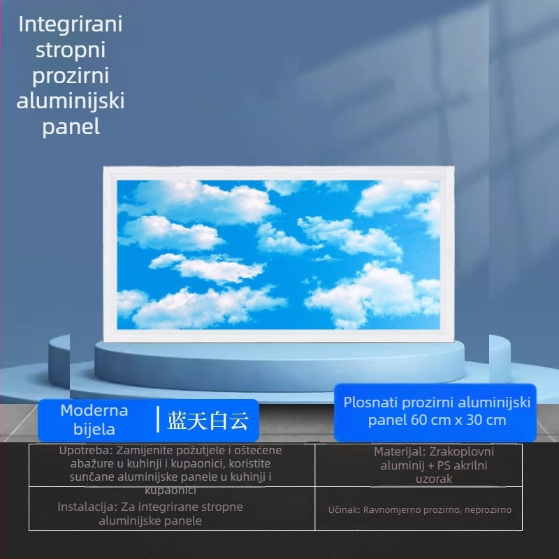 LED plosnati panel rasvjeta za plafon, integrirana za kupaonicu i kuhinju, dimenzije 300×300/300×600/600×600, aluminijski panel